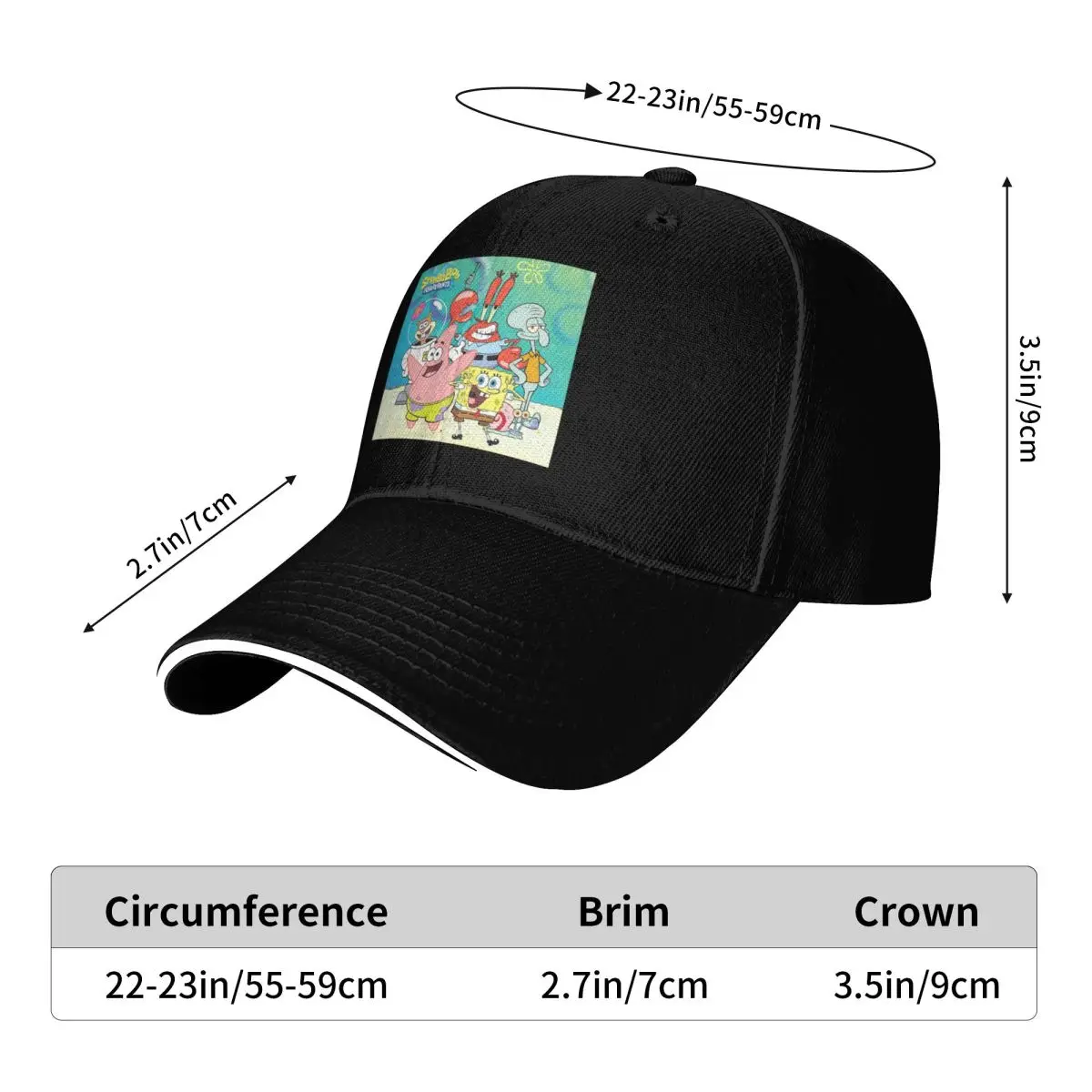 SpongeBob SquarePants Cap Fashion Casual Baseball Caps Adjustable Hat Hip Hop Summer Unisex Baseball Hats Customizable