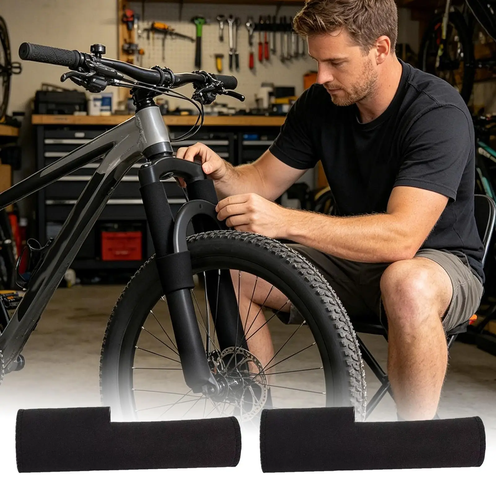 Bicycle Fork Protector Cover Cycling Gear Accessory Dustproof Chain Guard Sticker for Mountain Bike Front Suspension Protection