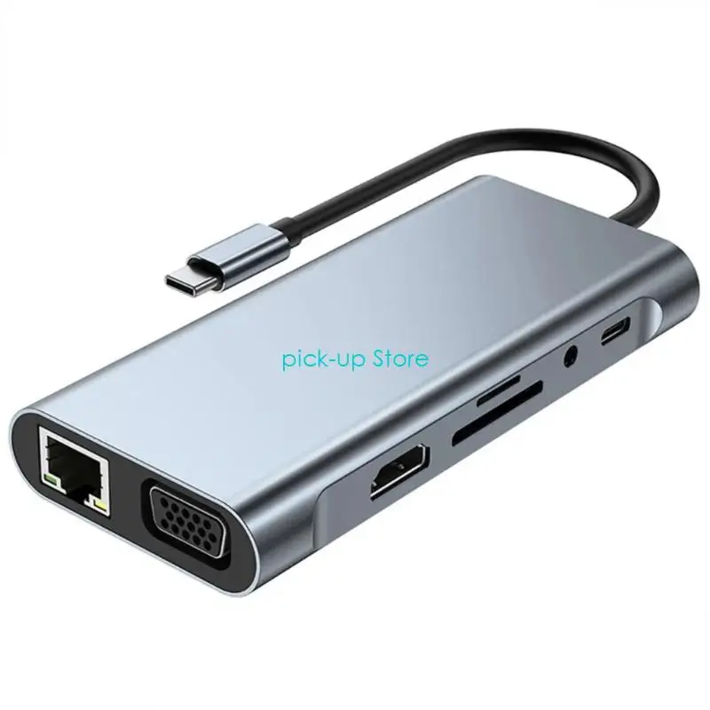 

Q5WA Universal Type C Docking Station 11 Port Aluminum USB C Hubs for Laptop