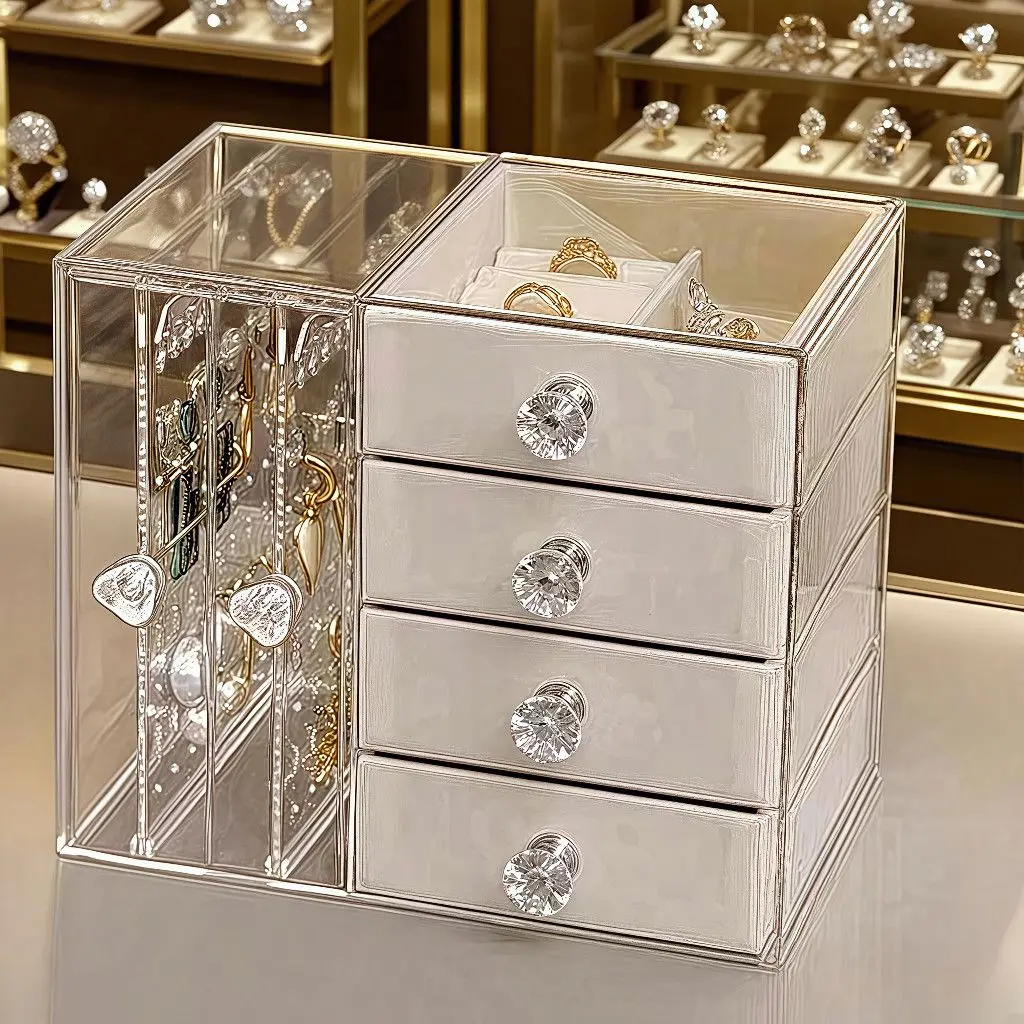 

​Premium Drawer Jewelry Organizer Box,Large Capacity Exquisite Storage for Earrings Rings Necklaces Bracelets, jewelry organizer