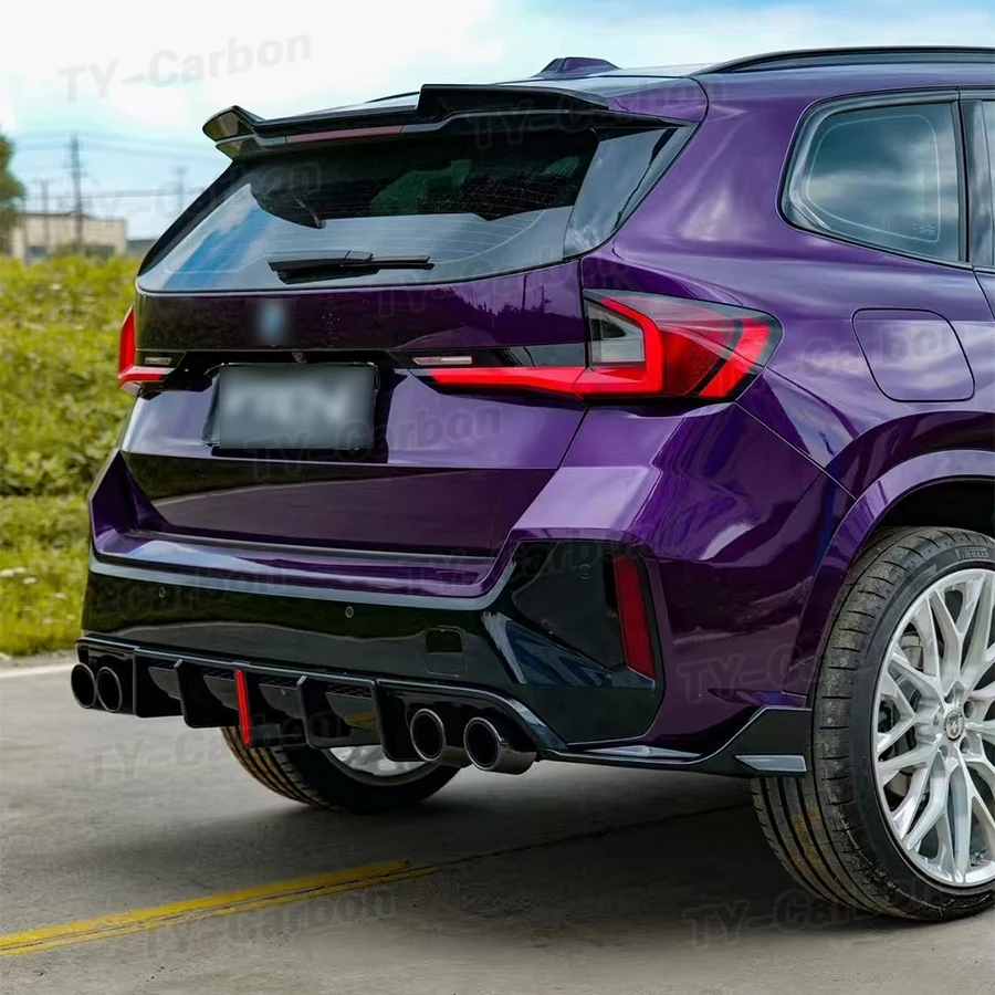 VTEN Gloss Black Rear Bumper Diffuser Lip Splitter Spoiler Blade Protector tail throat for BMW X1 U11 2024-IN Accessories Parts