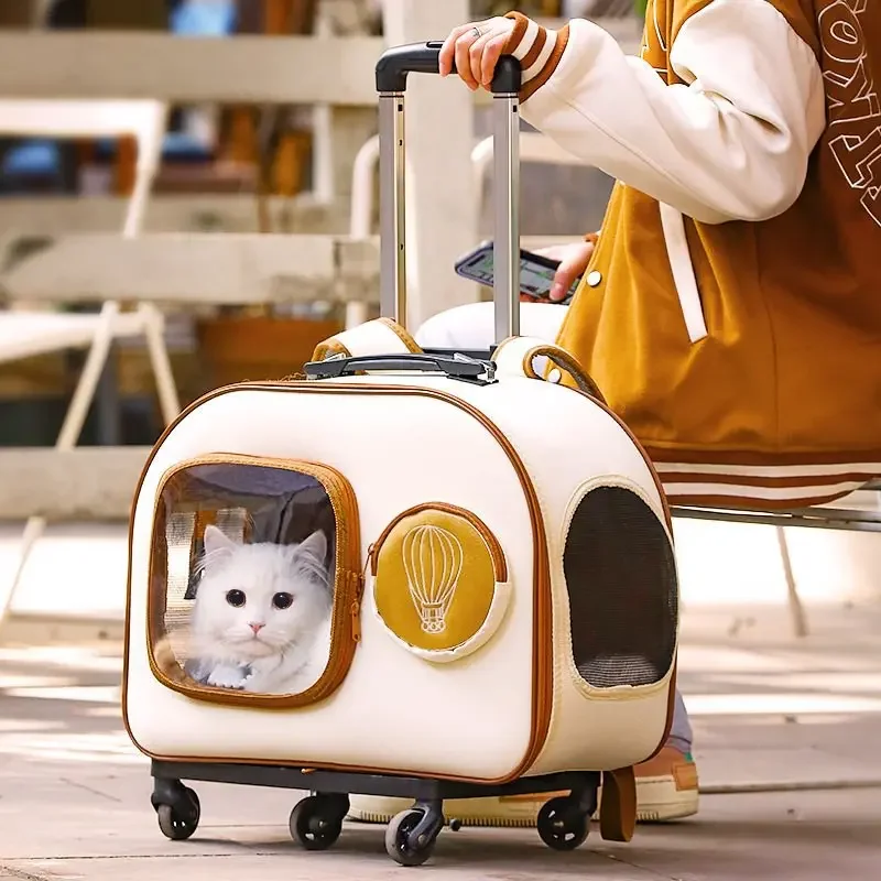 

Portable Breathable Pet Trolley Case When Going Out Multi-functional Fabric Pet Luggage Case Multi-purpose Pet Backpack