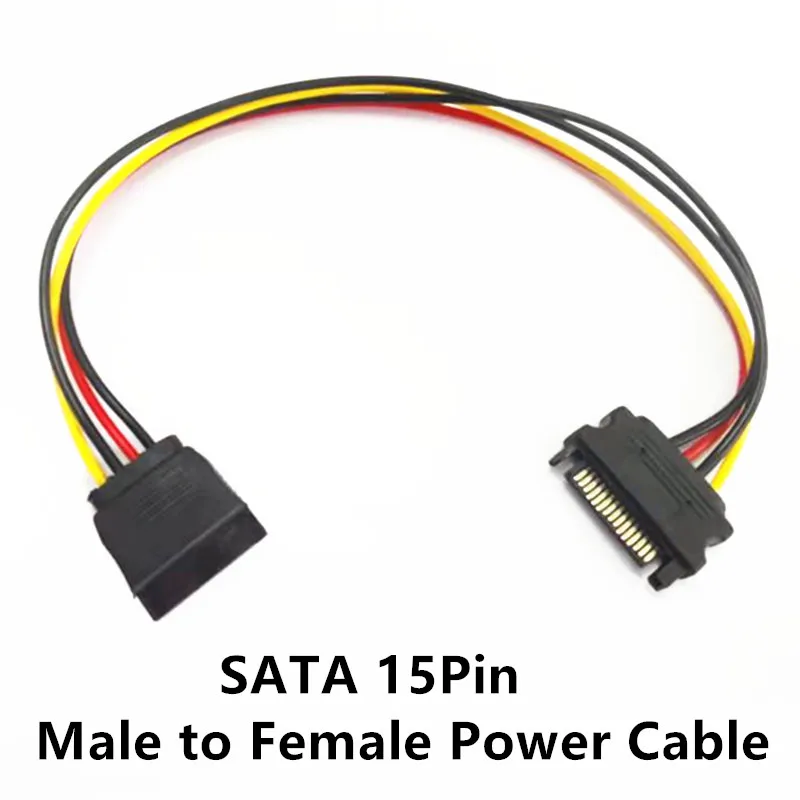 15 Pin SATA Power Extension Cable, Sata Male to Female Cable, Sata Power Cable Extension 5-wire 0.2M, 0.3M, 0.6M,1M