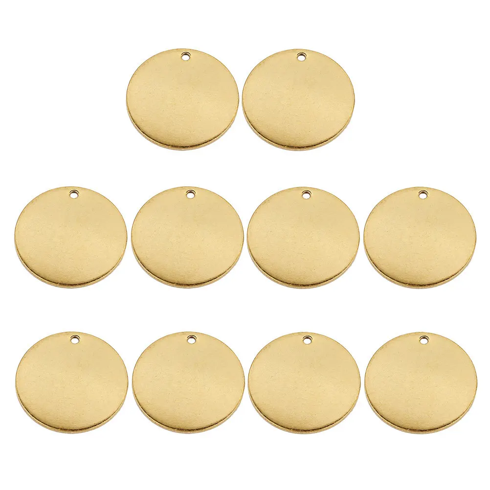 

10Pcs Stainless Steel Round Pet Tag Blank DIY Jewelry Pendant for Necklace Traction Rope Accessories Id Tag