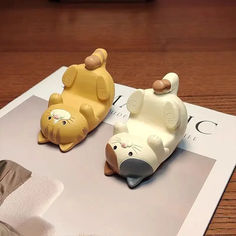 1Pc Creative Cute Cartoon Cat Phone Holder Resin Animal Cell Phone Stand for Desktop Office Home Desk Decoration Cat Lovers Gift
