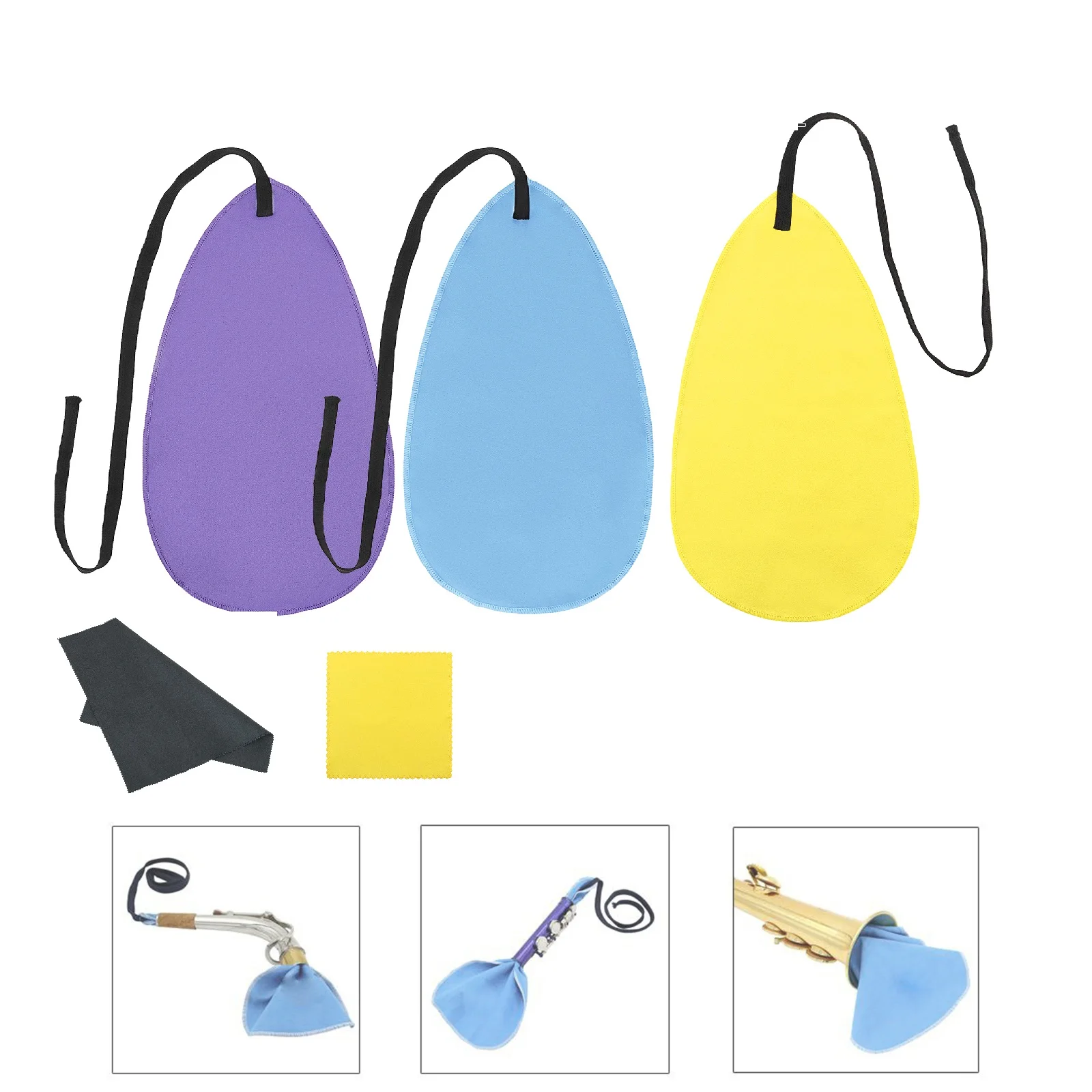 Inner Chamber Cleaning Cloth for Saxophone / Flute / Clarinet Wind Instrument Cleaning Tools with Rope