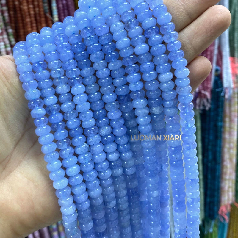 Wheels 5x8mm Natural Stone Green Blue Chalcedony Loose Spacer Beads for Jewelry Making Diy Bracelets Charms Accessories 15''