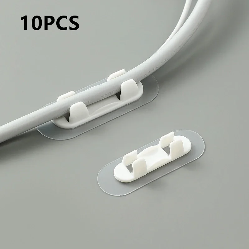 10PCS Self Stick Wire Cable Cord Clips Clamp Table Wall Tidy Organizer Holder Wall Fixer Fastener Holder Telephone Line Winder