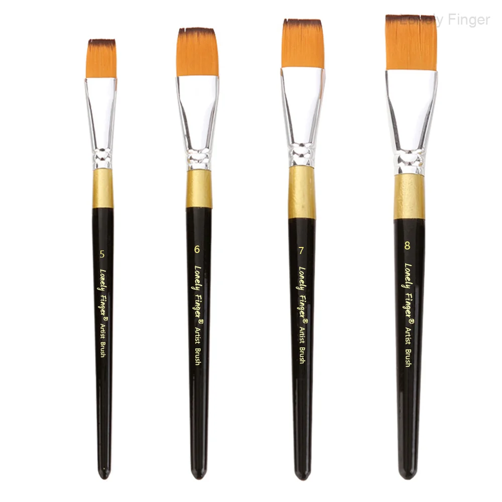 

1/4 шт. набор синтетических плоских кистей для акриловой акварельной гуаши, художественной живописи и поделок для тела