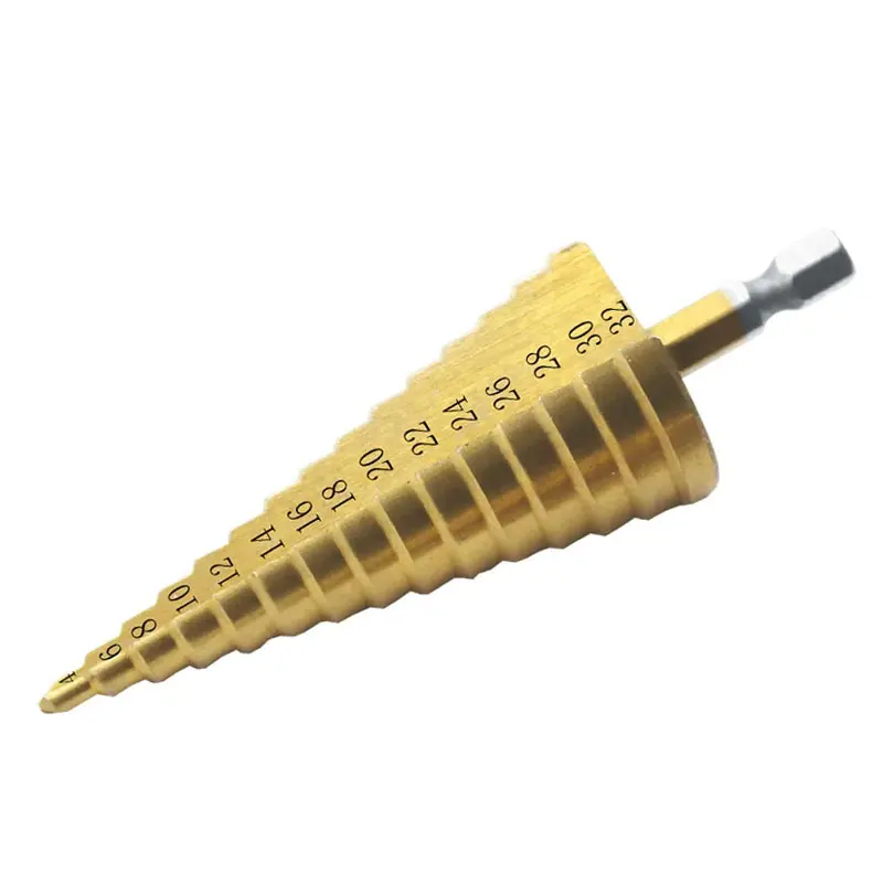 4-32mm dorato HSS rivestito in titanio punta da trapano utensili elettrici di perforazione metallo acciaio ad alta velocità taglierina per legno punta a cono