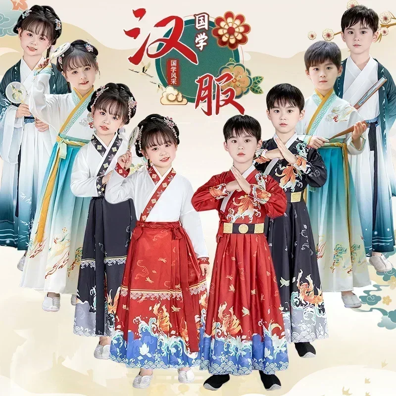 Halloween Show Children's Dress Costume Boy Hanfu Ancient Outfit Cosplay Girls Casual Dresses Kids Clothes Baby Chinese Vestidos