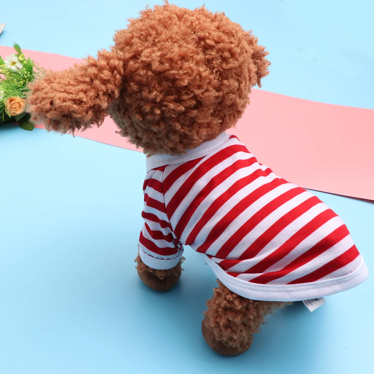 

Navy Stripe Cotton Dog Vest Xs Red Simple Design Breathable Comfortable Easy to Put on Pet Summer Clothes Dog Vest