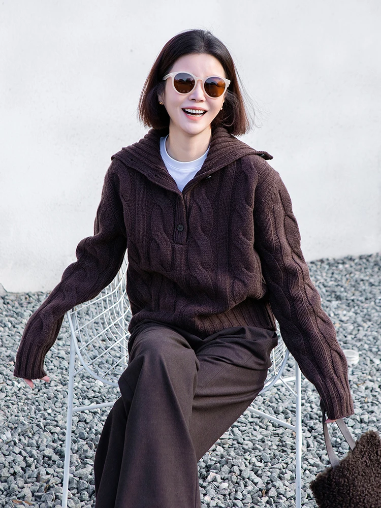 

Свитер VI Gold President из 100% мериносовой шерсти с узором «Почти-шерсть», вязаный, на молнии, мягкий, повседневный, длинный...