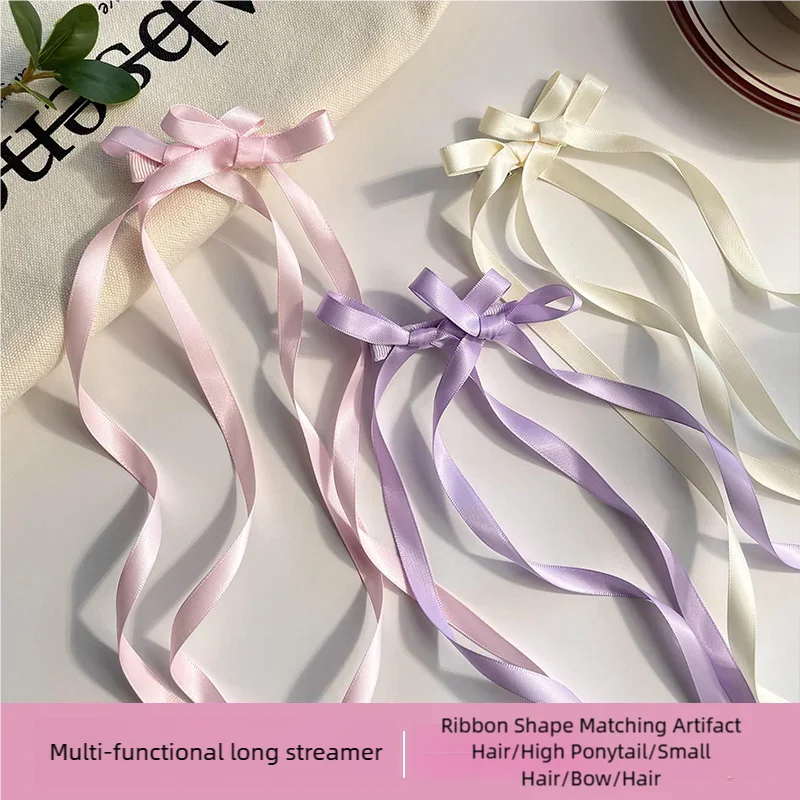 2pc New Ribbon Long Bow Hair Claw Side Clips for Women Girls Kids Child Hairpin Gift Party Hair Accessories Headwear Ornament