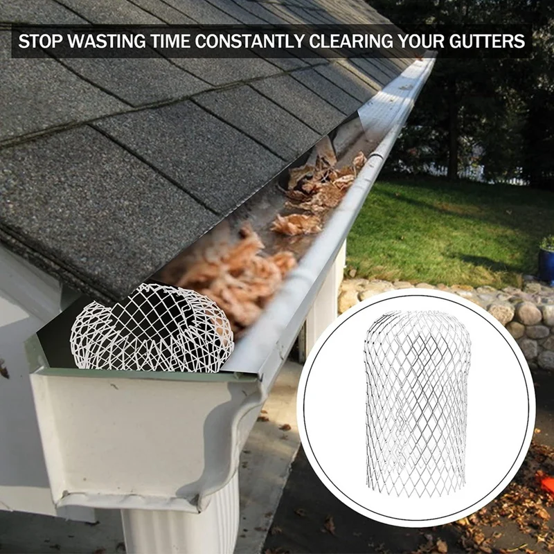 8 Pcs Gutter Guards - Aluminum Gutter Downspout Guard, Expandable Leaf Strainer Gutter Screen Covers Down