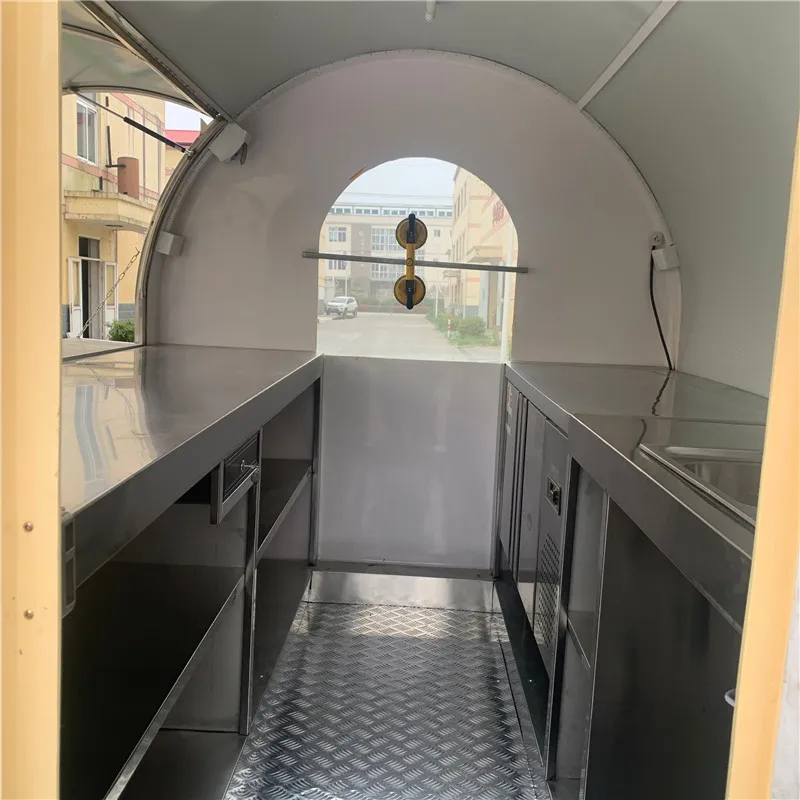 Furgoneta móvel para comida, 2.5m de comprimento, trailer, caminhão de comida rápida, cachorro-quente, bolha, chá, quiosque, sorvete, carrinho de comida para venda