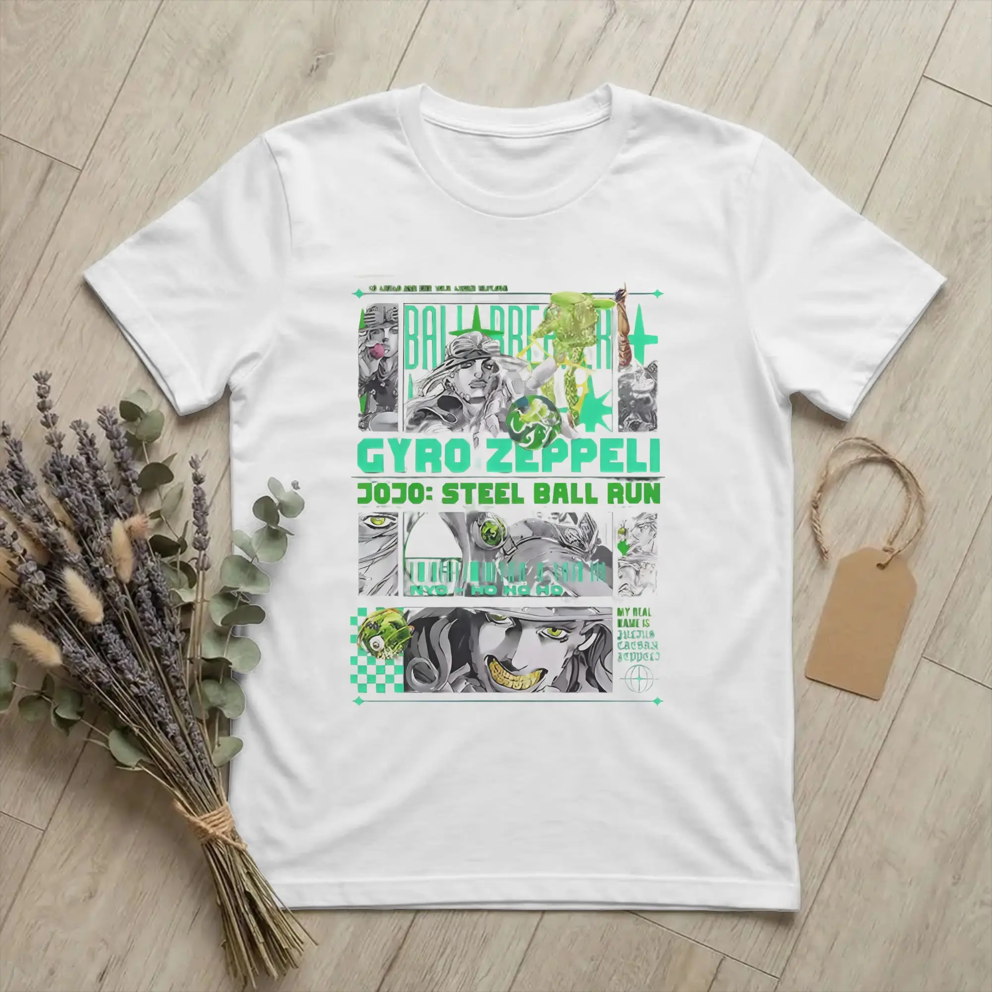 Hip Hop Gyro Zeppeli Tshirts Unisex Cotton Short Sleeve Joestar Family Bizarre Adventure Anime Round Neck Summer Top Tee