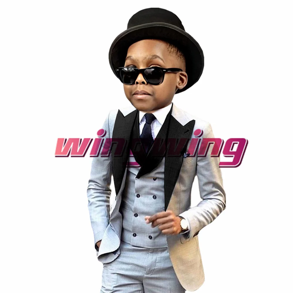 

Formal Boys Suits Three Piece Jackets Vests Pants Ties Wedding Kids Tuxedo Blazer for Kids Tailored Clothes