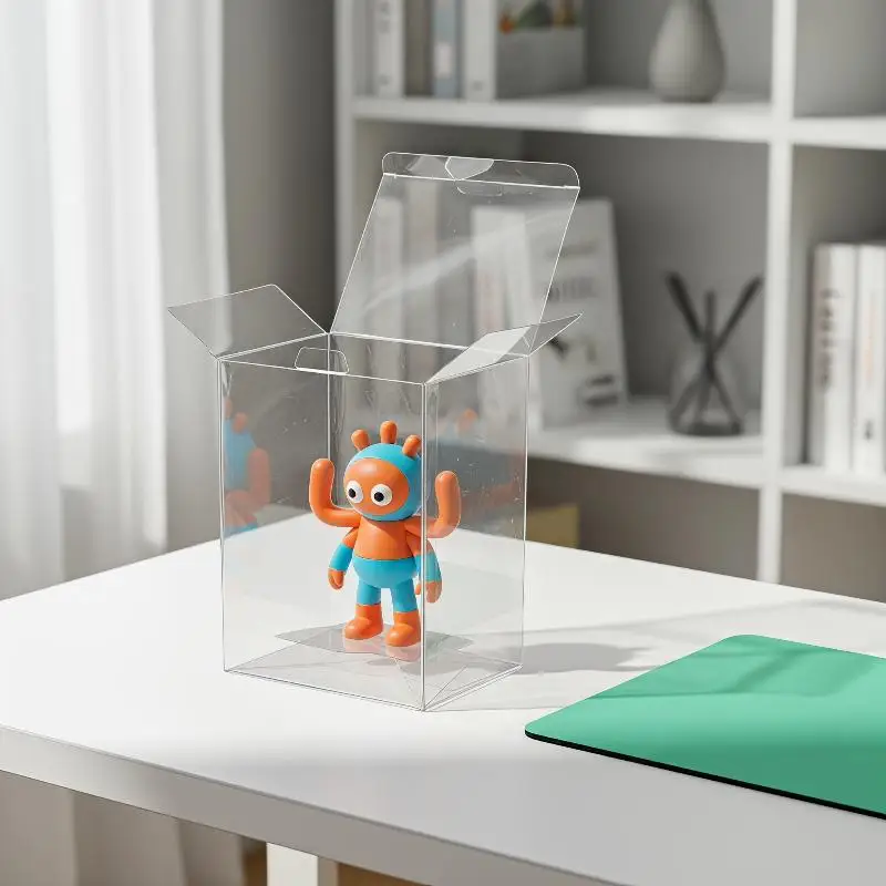 4 Inch Clear PVC Rectangular Display Box Waterproof Plastic Storage Container for Mini Figurine Craft Retail Packaging