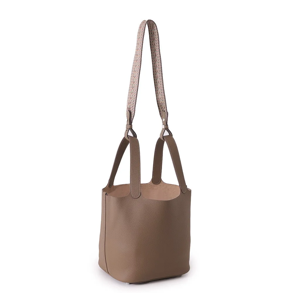 Cowhide Women's Handbag Leather Vegetable Basket Bucket Premium Simple Unique Niche Texture Simple Versatile Elegant Fashion view 3