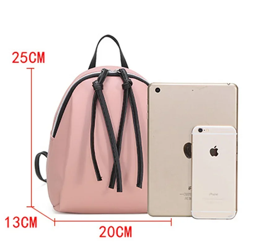 Mini mochila de couro PU para mulheres, bolsa de ombro pequena com borla zíper, mochila escolar feminina para adolescentes