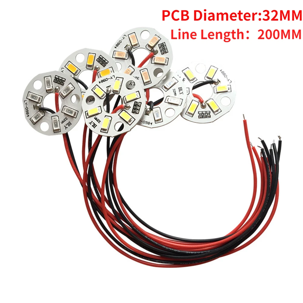 5/10pcs 3W 컬러 LED 칩 구슬 조명 보드 전구 라운드 변환 광원 직경 32MM 녹색 파란색 빨간색 보라색 흰색 램프 5V