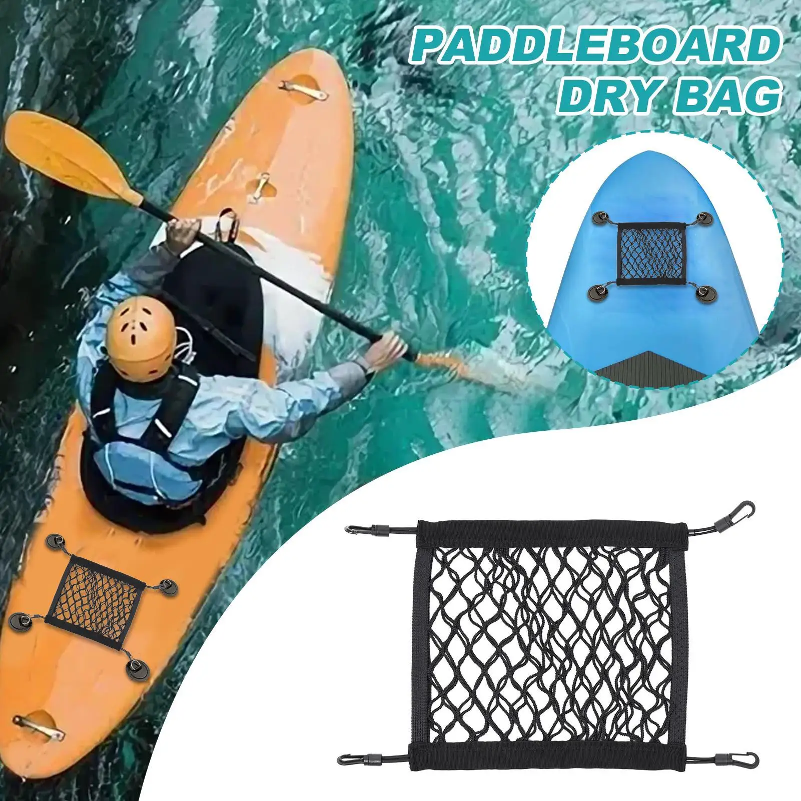 Kayak Deck Bag Heavy-Duty Elastic Mesh Carrier Pouch Surfboard Bag For Water Sports River Beach Camping Hiking Travel Fishing
