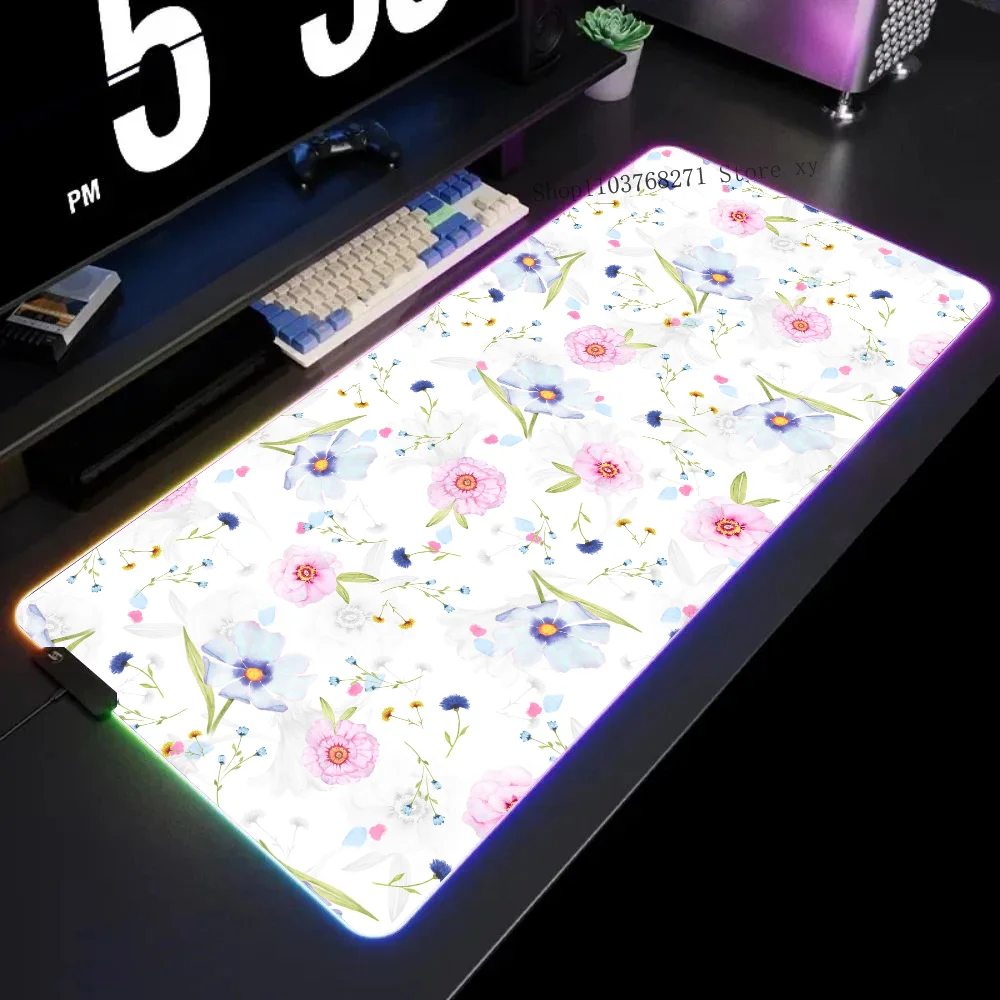 

Floral Designs Mousepad XXL RGB Gaming Mouse Pads HD Black Gamer Accessories Large LED