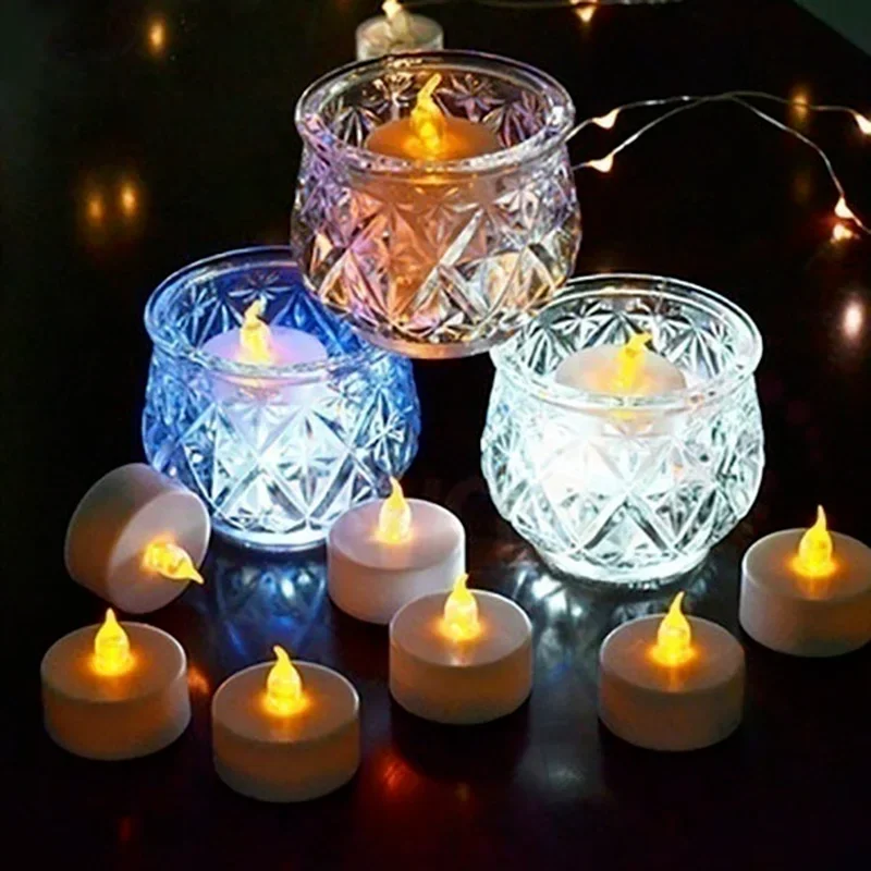 12/24/48pcs bezpłomieniowe Tealight LED świece oświetlenie ślubne romantyczne świeczki na dekoracja na przyjęcie ślubne urodzinowe