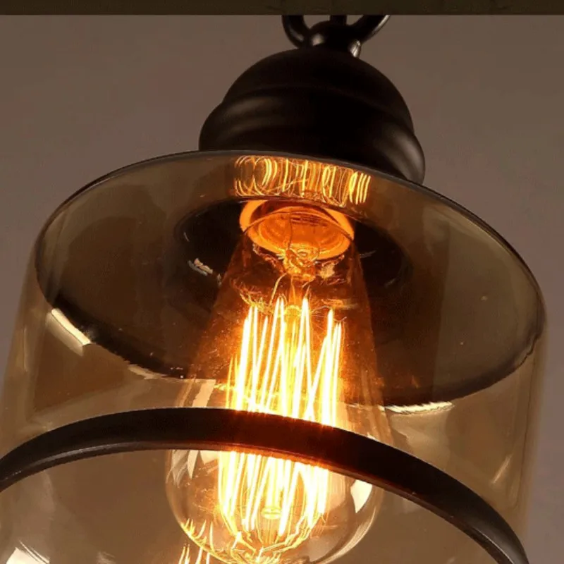 Vintage Amber glass wine bottle pendant light Industrial style LED E27 Bulb Iron lamp for bar restaurant Coffee shop