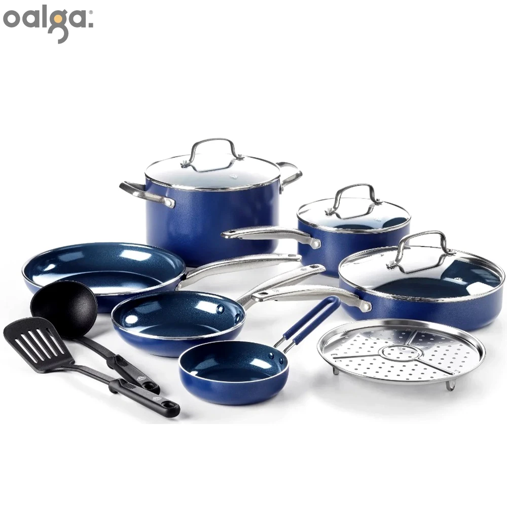 

Andralyn 12-Piece Toxin-Free Ceramic Nonstick Pots and Pans Cookware Set Dishwasher Safe Cooking Pot Set Kitchen Cookware