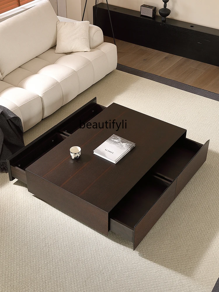 Designer living room household light luxury smoke color designer small apartment minimalist rectangular coffee table