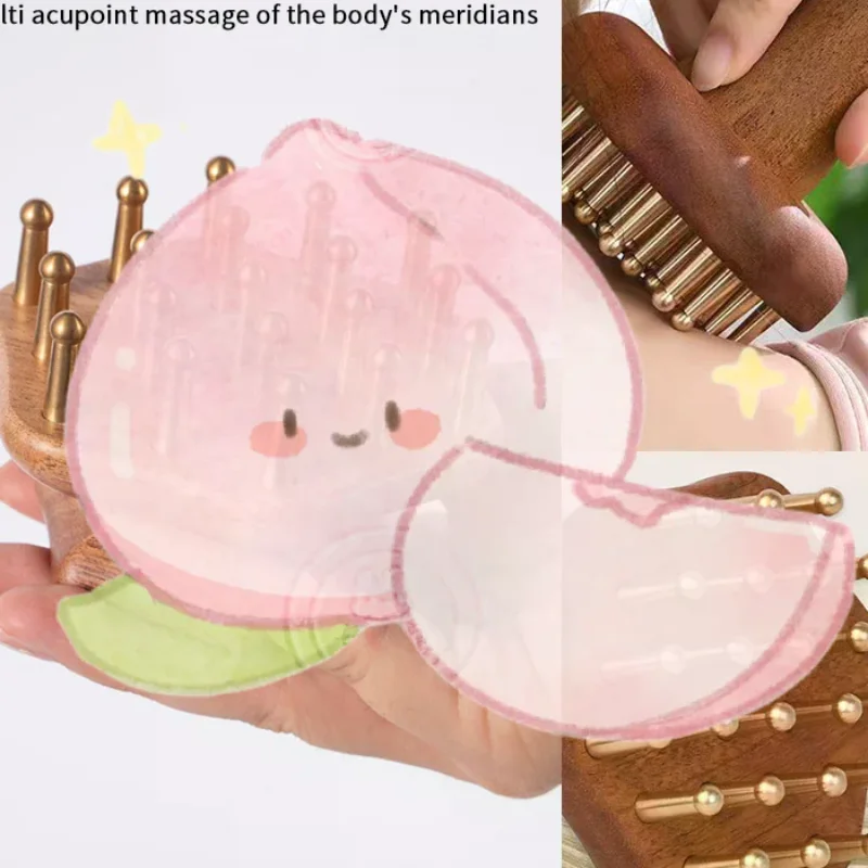

Sandalwood Massage Comb With Brass Teeth Head Meridian Comb Scalp Massager Anti-Static Wooden Brush Guasha Tool For Full Body