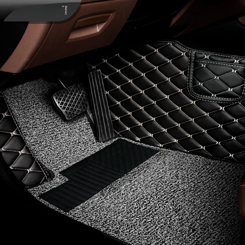 Full Surround Car Floor Mats Double Layer Wire Coil Foot Mats Storage Pocket Removable Universal SUV Sedan Truck Accessories