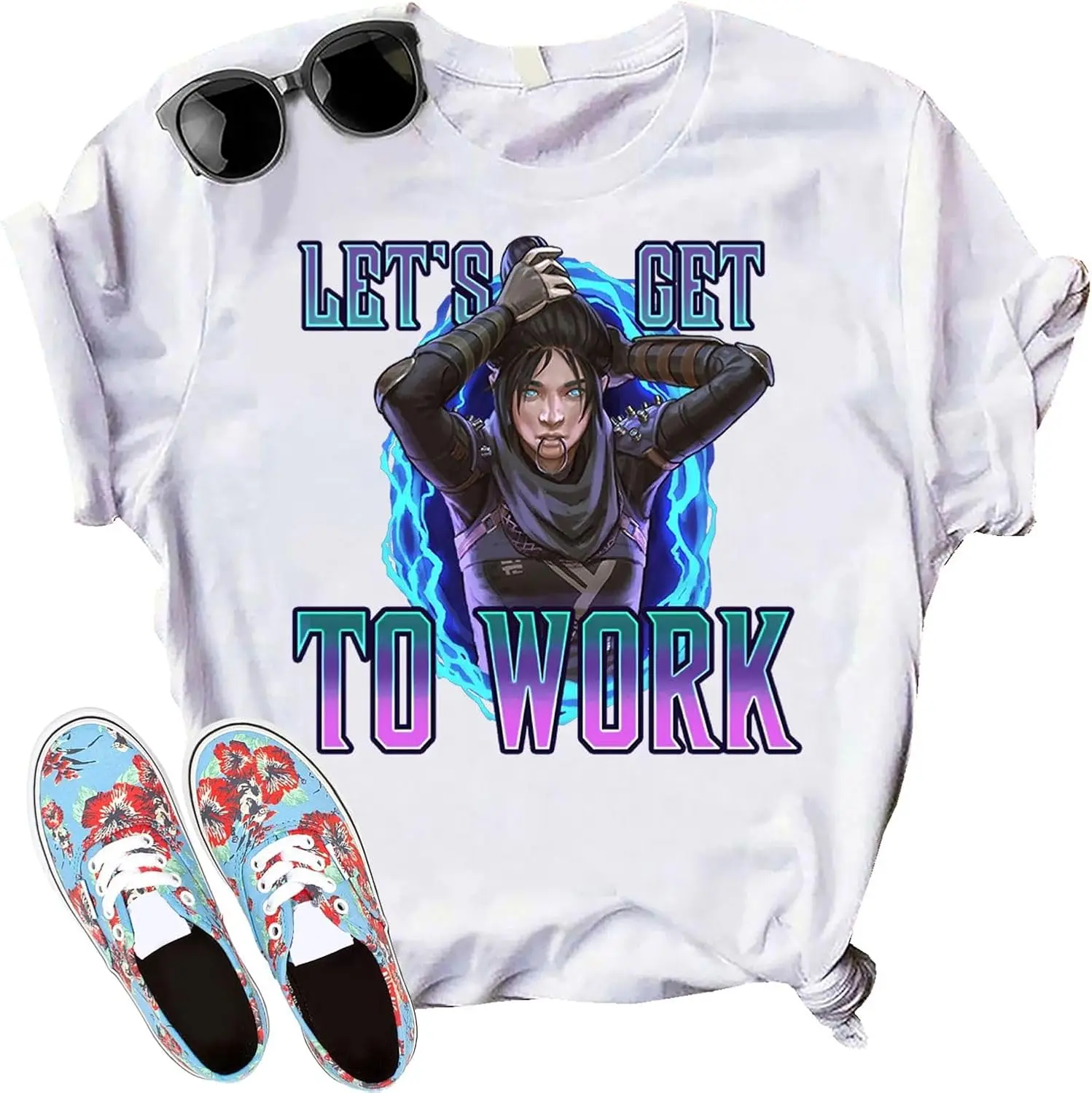 

Футболка с голоспреем Wraith Let's Get Work, Legends Wraith Shirt, Apex Wraith Shirt