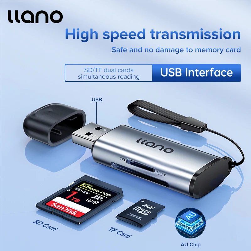 Llano USB3.0 Micro SD Card Reader, 5Gbps 2-in-1 Card Reader to USB Adapter, Memory Card Reader