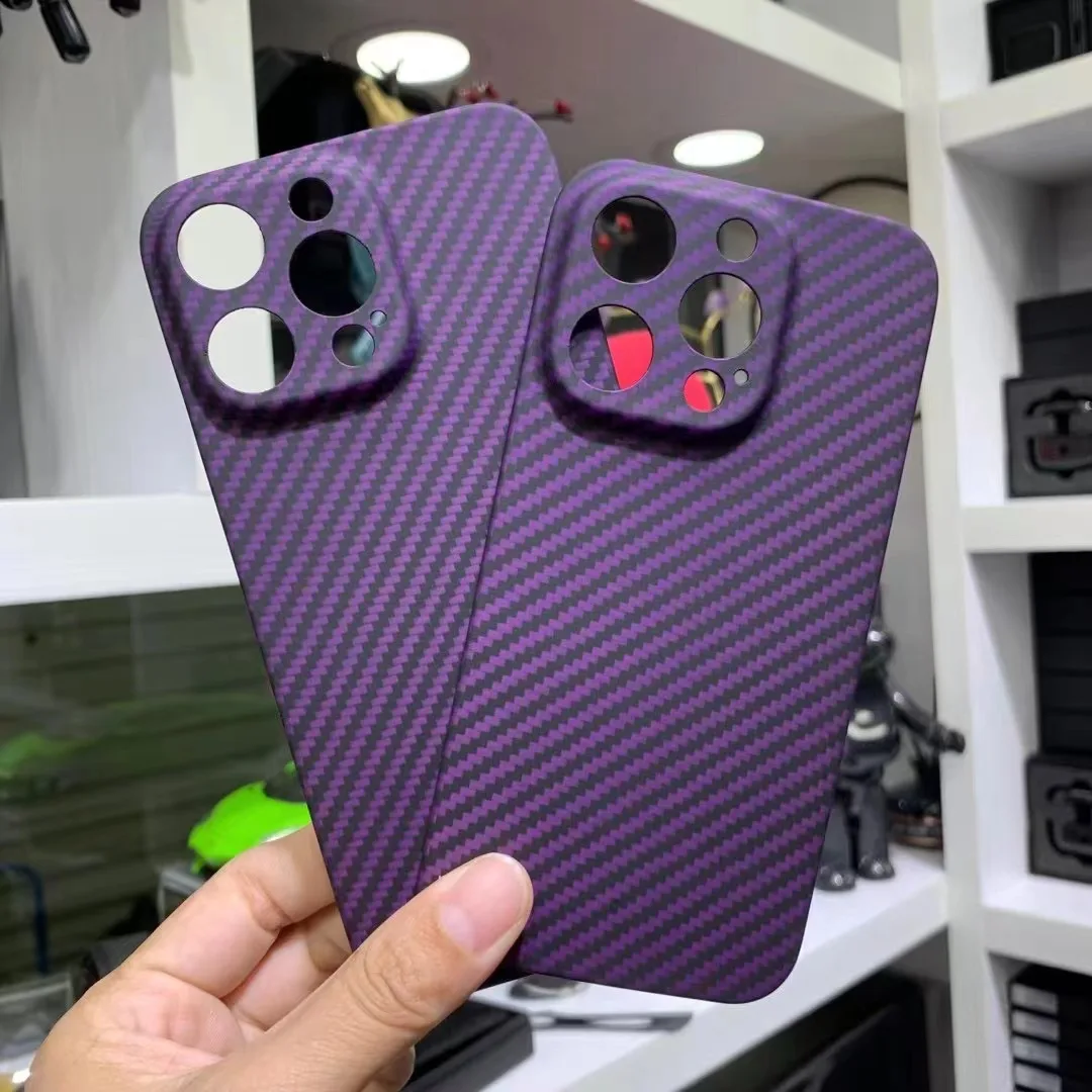 

Real Carbon Fiber Case Purple Phone Cover iPhone 14 Pro Max 14Pro Aramid Ultra Thin Back Case Phone 14promax Shell.