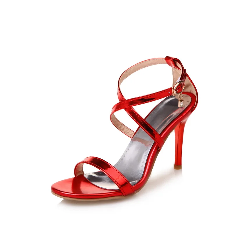 صنادل النساء موضة مثير رقيقة عالية الكعب الكاحل مشبك حزام اللمحة تو الصيف نادي فستان الحفلات أحذية الزفاف العروس حجم كبير 171