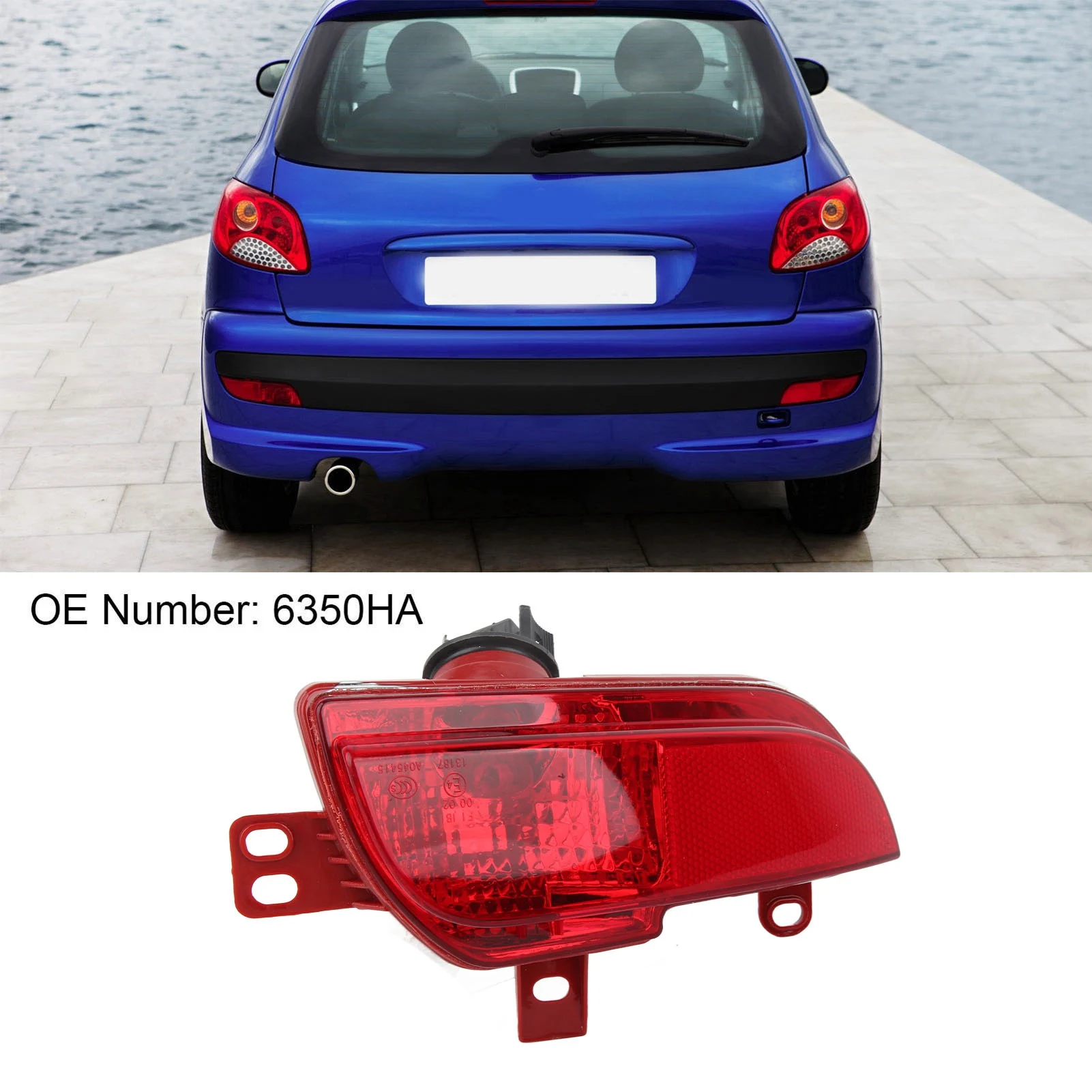 1 Piece of Rear Fog Light Assembly 6350HA Red Shell Replacement for  206+ 2009 2010 2011 2012