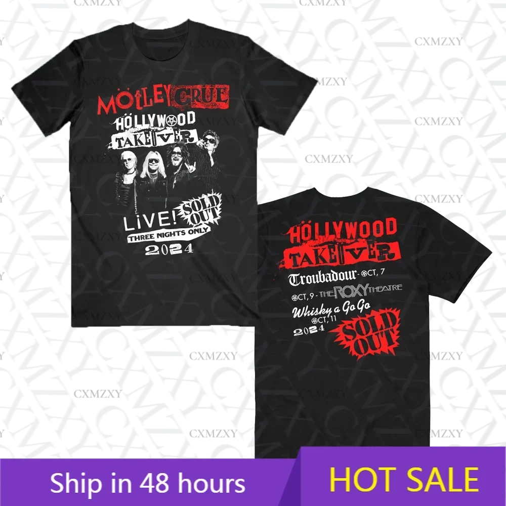 Men/Women's Summer Black Street Fashion Hip Hop Skull Crue Motley Band Rock T-shirt Cotton Tees Short Sleeve Tops