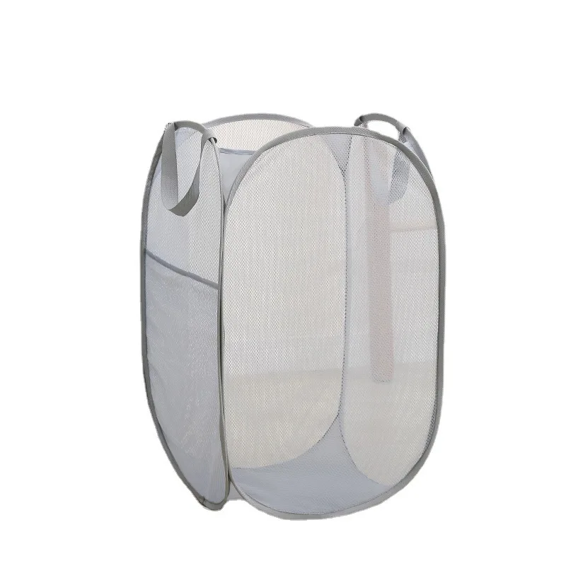 1PCS High Quality Mesh Pop Up Dirty Laundry Basket Hamper with Durable Handles Collapsible Laundry Basket Clothes Storage Basket