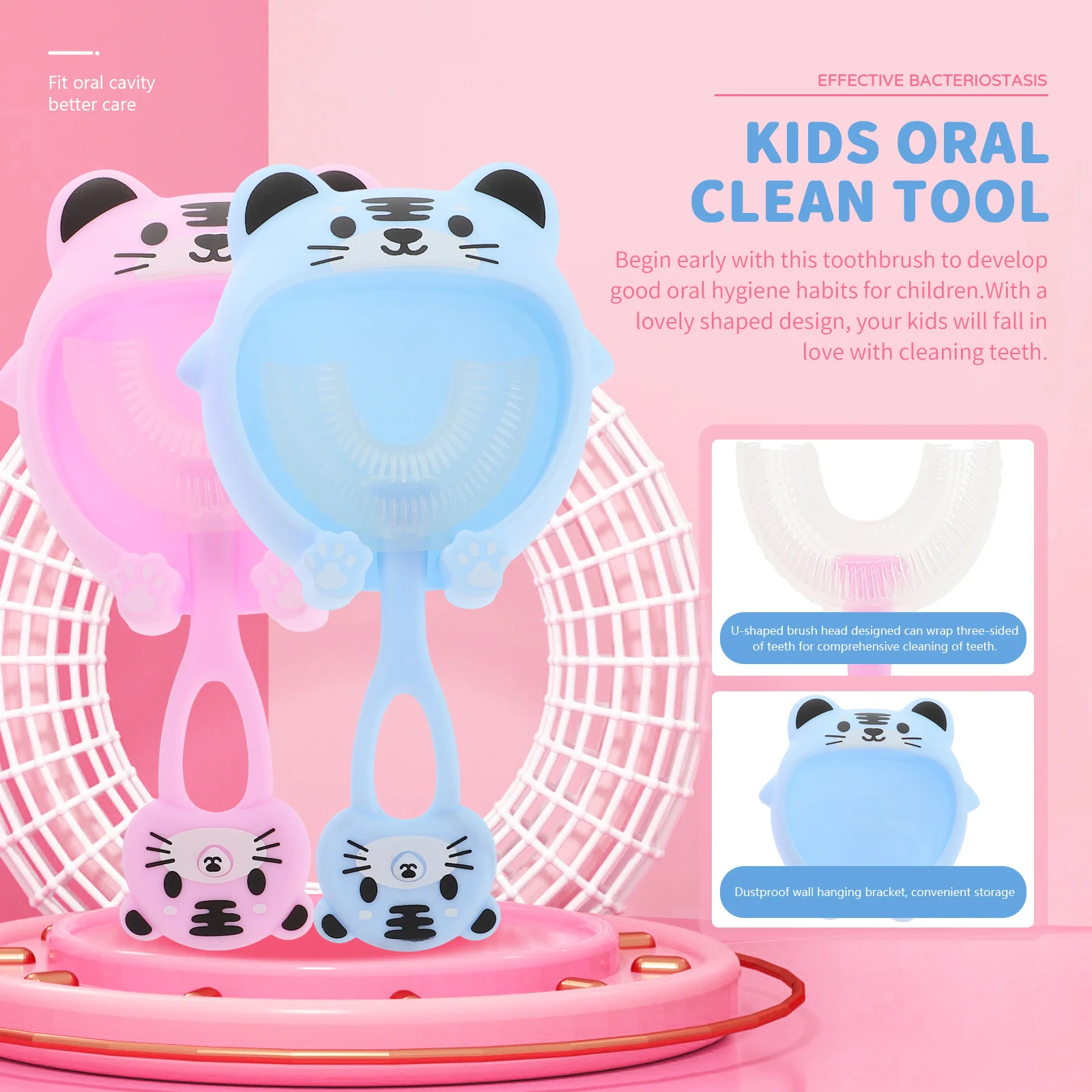 2 مجموعات الاطفال سيليكون U-شكل فرشاة الأسنان لينة شعيرات مرنة أداة العناية بالفم طفل الأسنان الأنظف سن 2-4 الأطفال فرشاة الأسنان #1