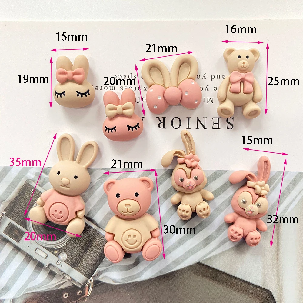 16pcs/Lot Mini Resin Cute Sweet Bear Rabbit Flatback Cabochon Christmas Applique Ornament Craft DIY Earring Accessories