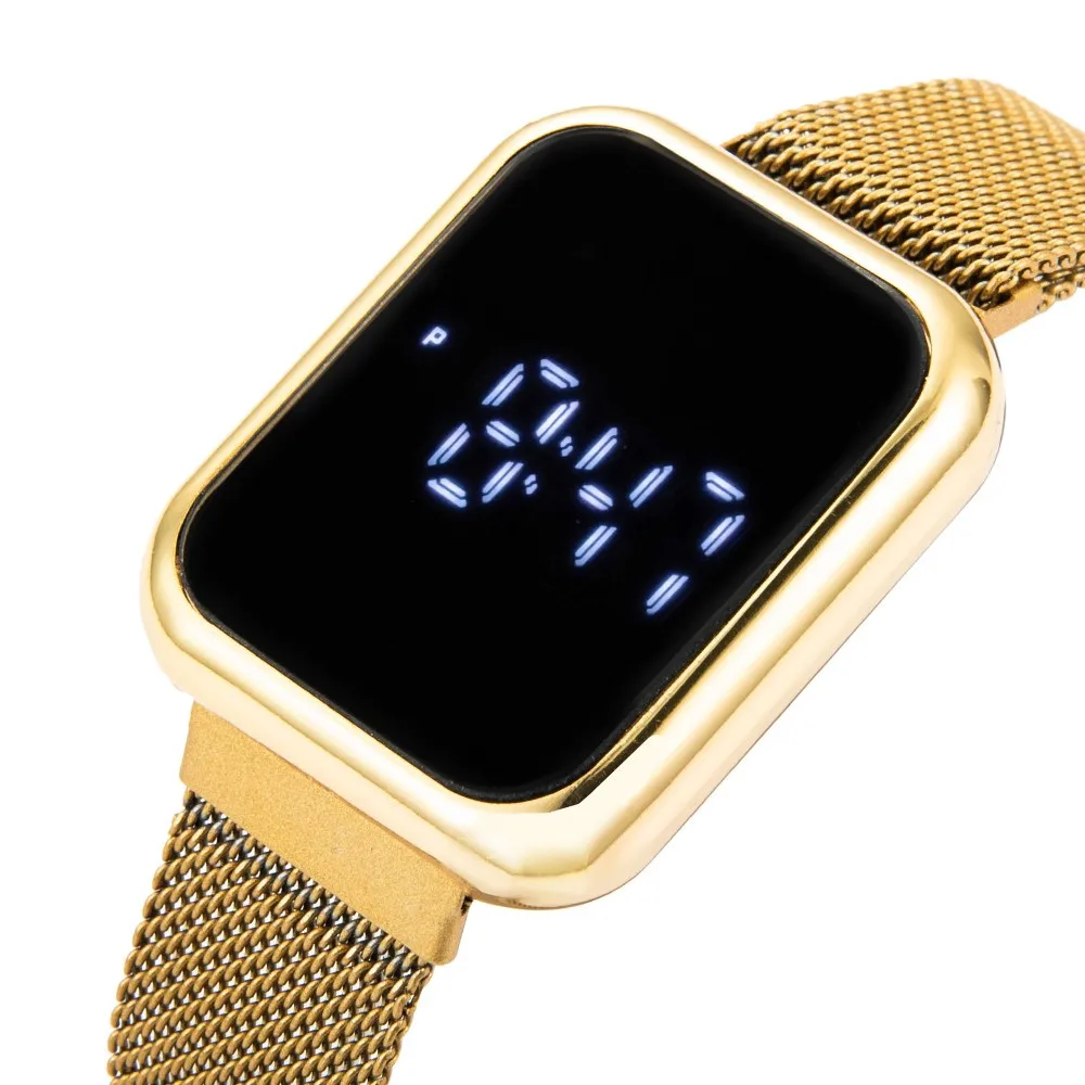 2024 Luxury LED Women Watch Man Magnetic Milanese Metal Watchband Simple Ladies Electronic Clock Digital Wristwatches