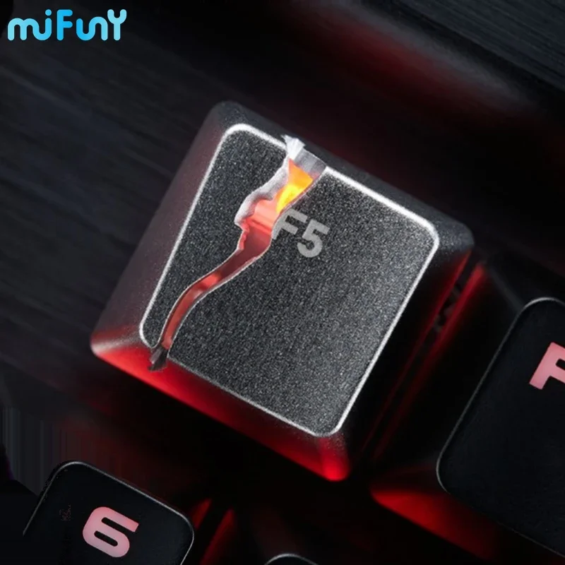 F5 Rotten Keycap Refreshes Titanium Aluminum Alloy Metal Transparent Keycaps for MX Cross Switch Gaming Mechanical Keyboard Gift