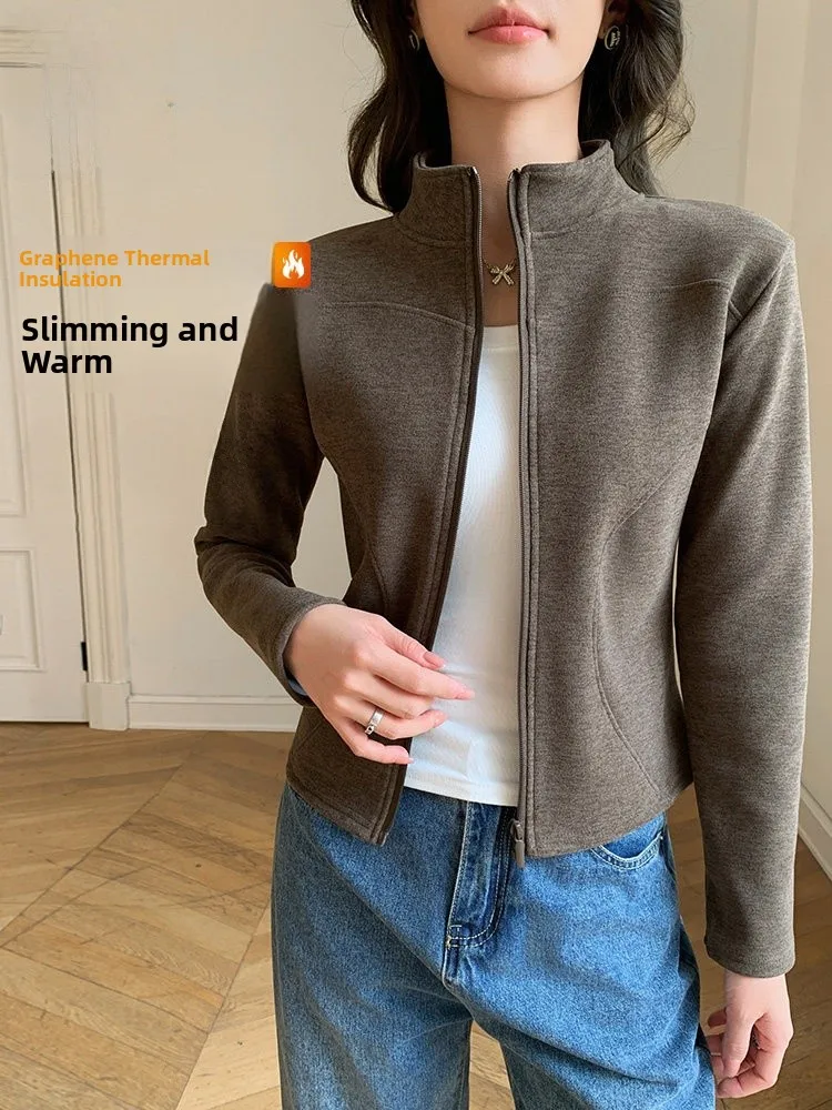 

Утепленная флисовая спортивная куртка для йоги с длинным рукавом для женщин, теплая, для повседневной носки, из смеси полиэстера и спандекса