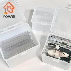 Photocards Storage Box Transparent Stickers Korea Idol Card Holder Desk Storage Organizer Classification Box Stationery