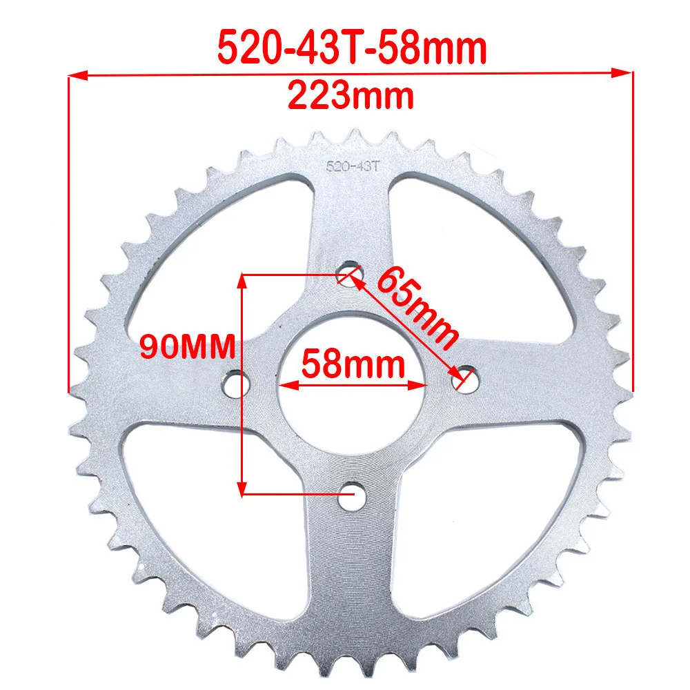 428 520 Chain 37 41 43 45T teeth 58mm Rear Sprocket for 50cc 70cc 110cc 125cc Dirt Pit Bike 428 37T 41T