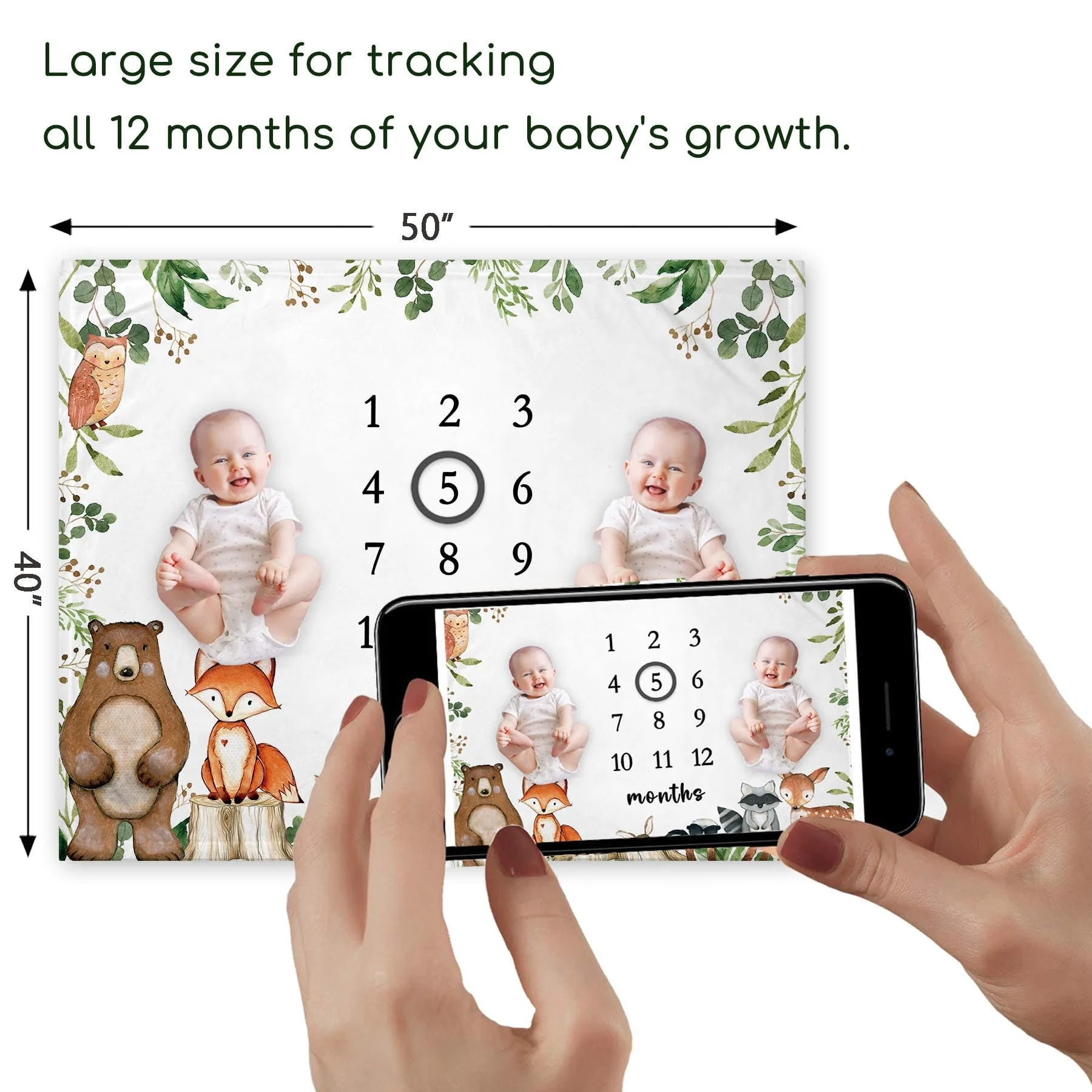 Couverture commémorative pour bébé VIKAMA Little Fresh Forest Animal, fond de photographie pour bébé, cadeau de naissance, souvenir