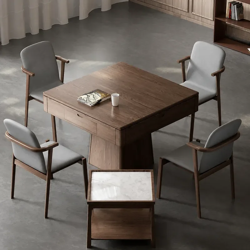 Fully Automatic Mahjong Table Integrated Dining Table Solid Wood Multi Functional Household Chinese Style Dual Purpose
